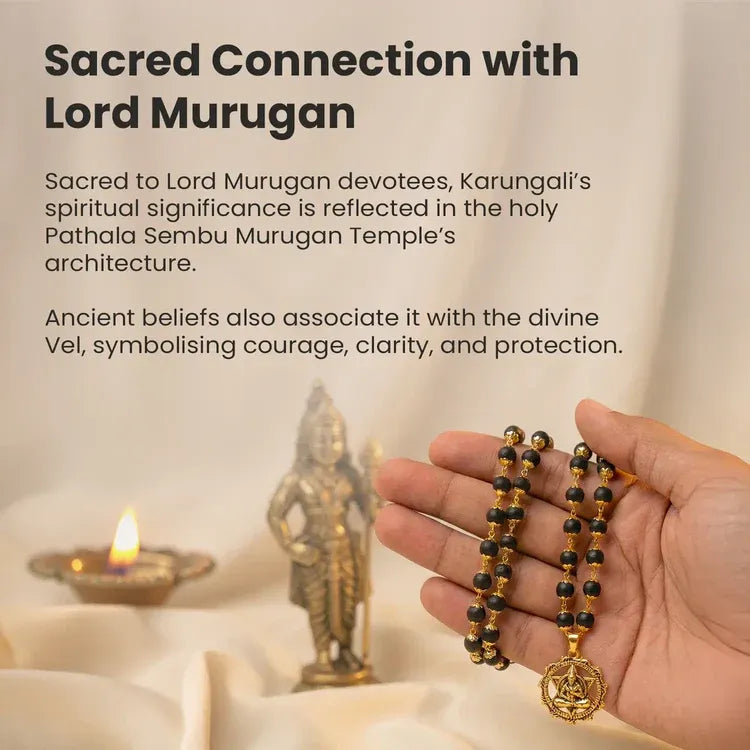 Siddh Gold-Plated Karungali Mala with Hanuman Kavach Pendant