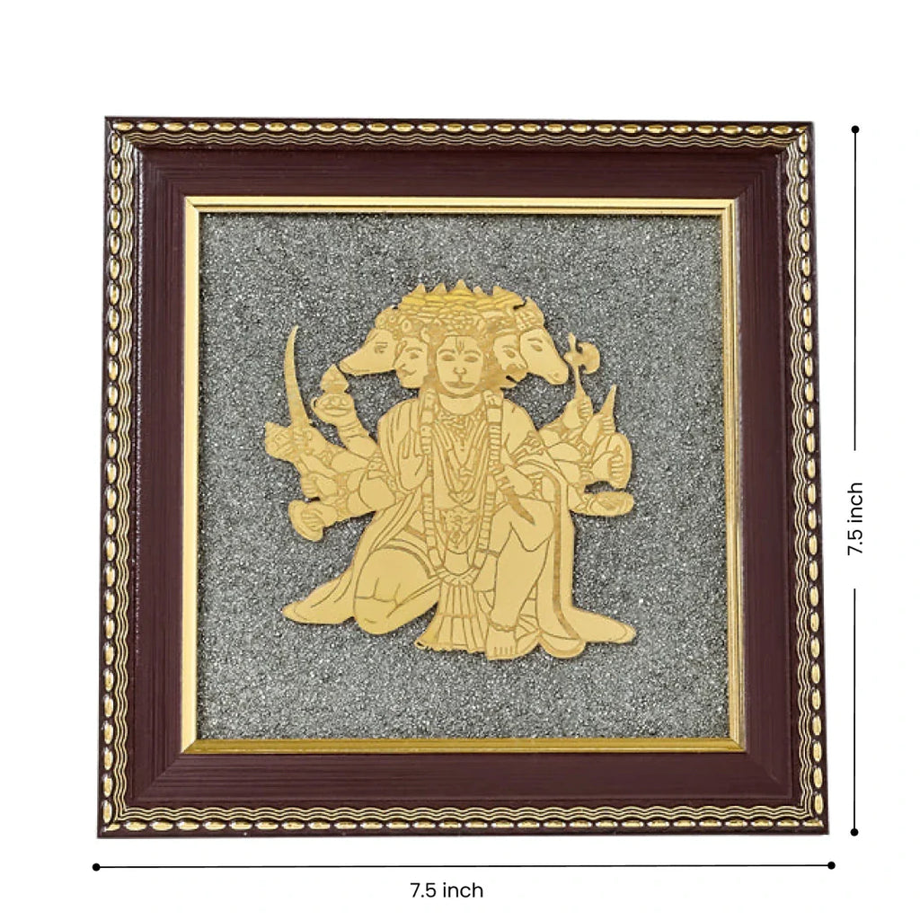 “Panchamukhi Hanuman Raw Pyrite Frame — A Symbol of Strength & Protection”