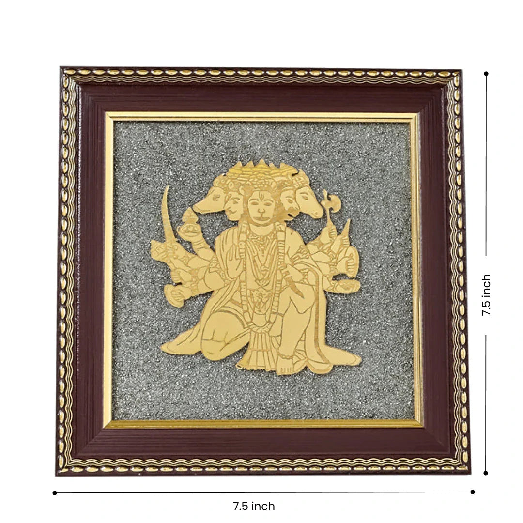 “Panchamukhi Hanuman Raw Pyrite Frame — A Symbol of Strength & Protection”