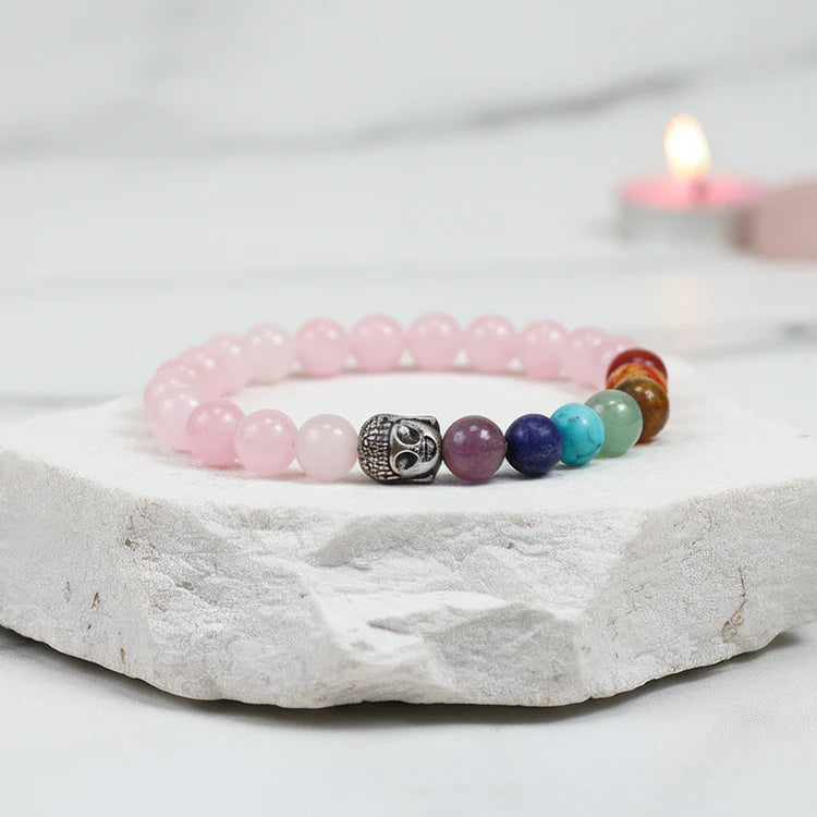 Rose Quartz 7 Chakra With Buddha Charm